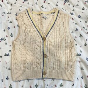 American Eagle Outfitters Cream Cable Knit Vest